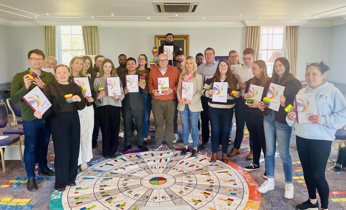 Team having completed a session with Sarah Fountain using Insights Discovery®